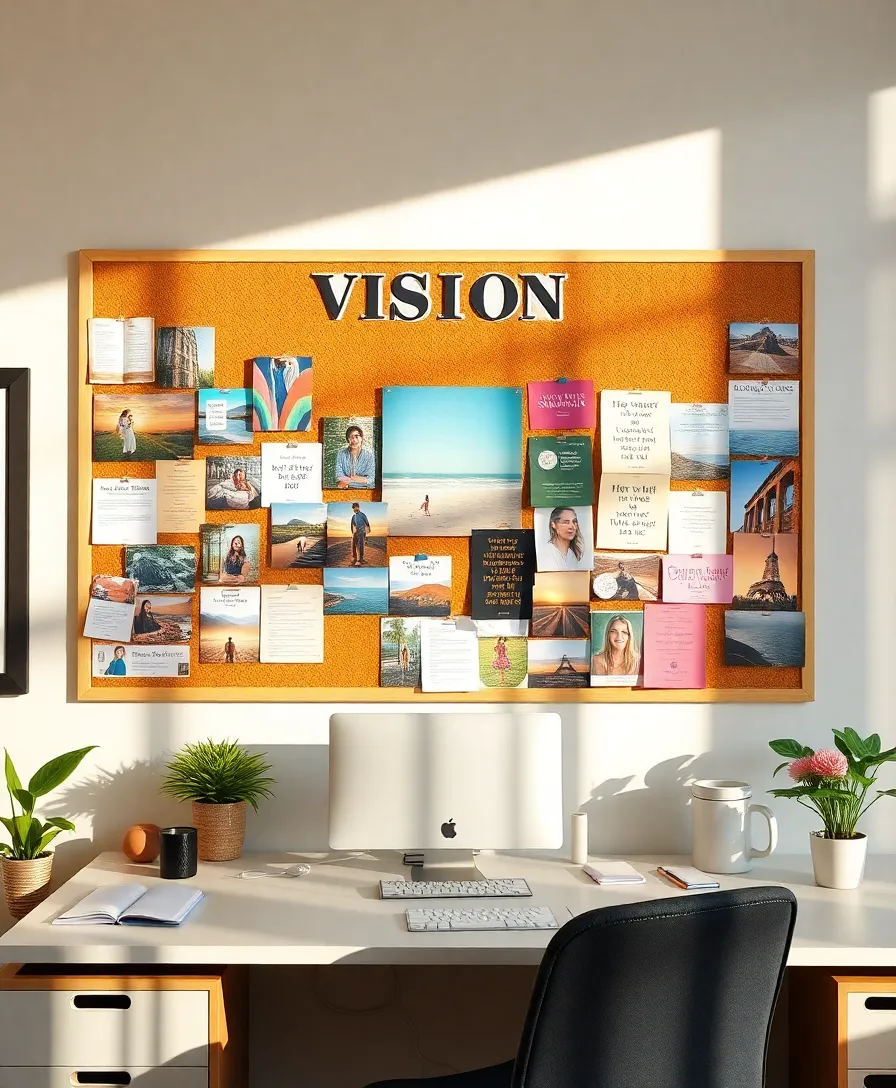 22 Functional Home Office Organization Tricks to Create Your Dream Workspace (#6 Will Blow Your Mind!) - 19. Create a Vision Board