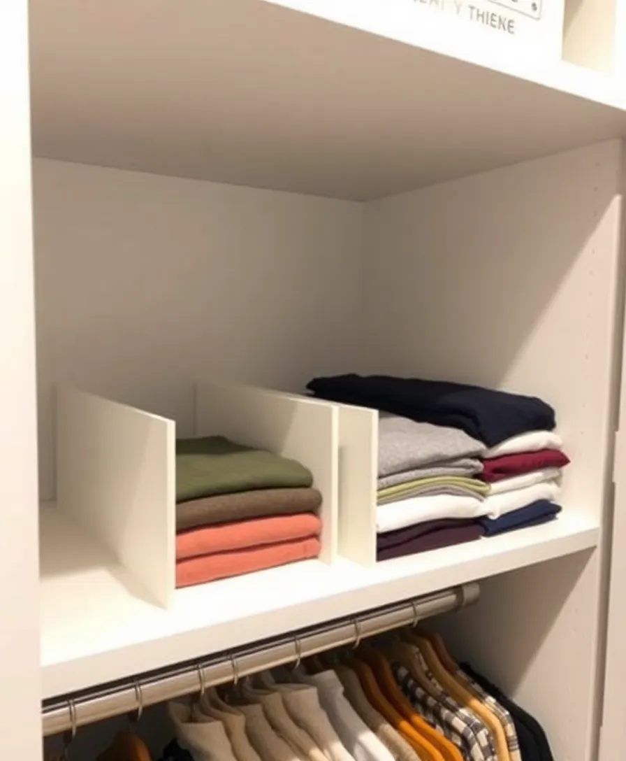 22 Trendy Closet Organization Ideas That Will Inspire You to Declutter (Don’t Miss #13!) - 8. Utilize Shelf Dividers