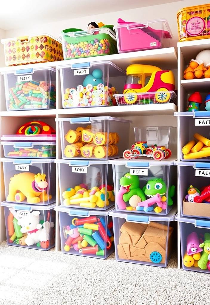 21 DIY Organization Ideas That Will Transform Your Chaos into Calm (You Won't Believe #10!) - 14. Clear Storage Bins for Kids' Toys