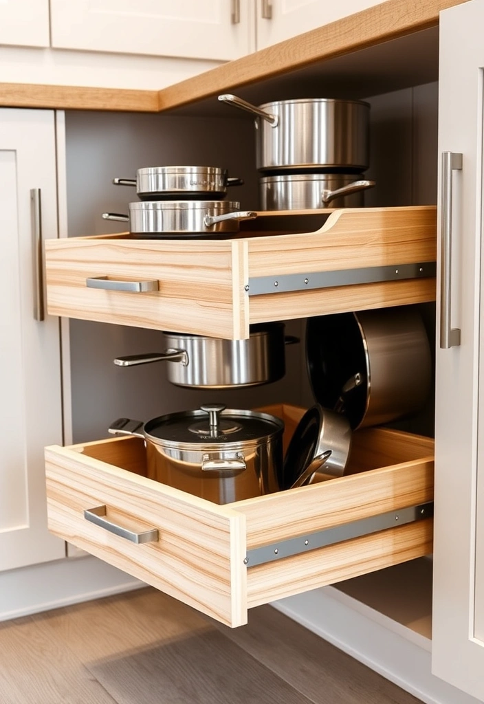 21 Minimalist Kitchen Cabinet Organization Ideas for a Clutter-Free Home! - 2. Pull-Out Drawers for Easy Access
