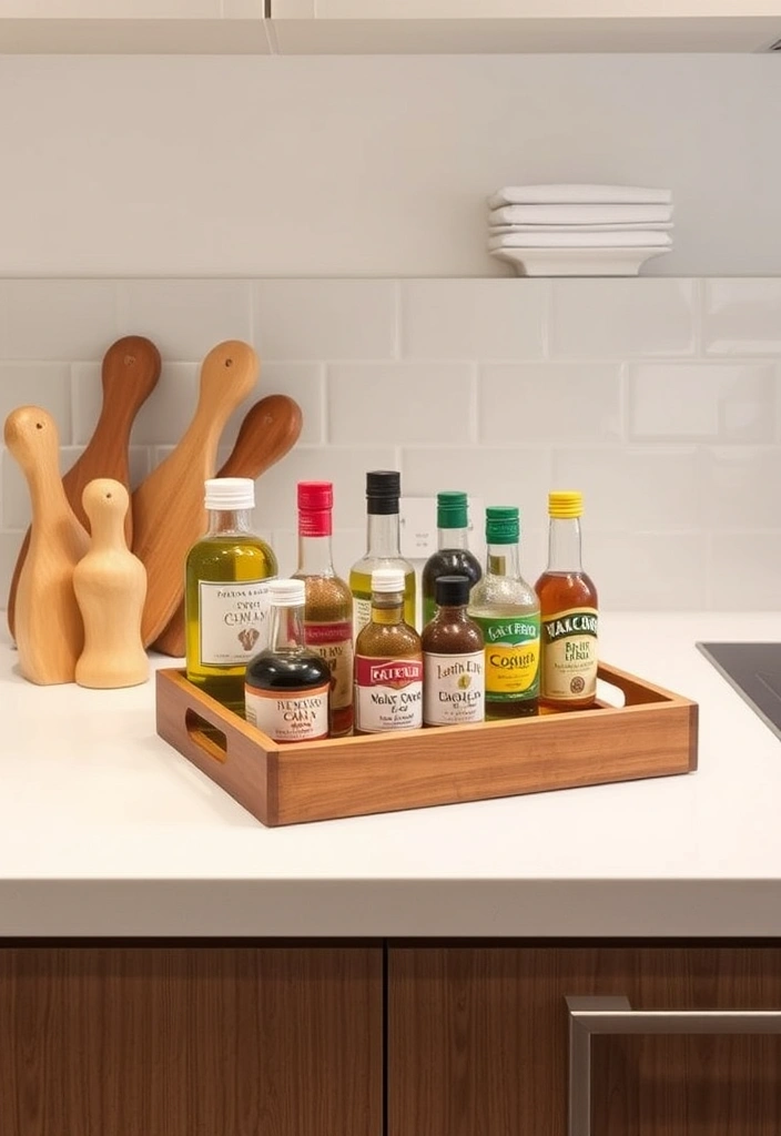 21 Minimalist Kitchen Cabinet Organization Ideas for a Clutter-Free Home! - 17. Use of Trays for Grouping Similar Items