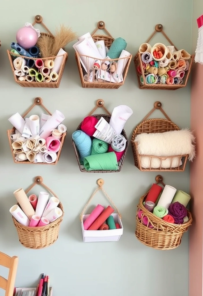 21 Craft Organization Ideas That Will Make You Wonder Why You Didn't Do This Sooner! - 6. Wall-Mounted Baskets