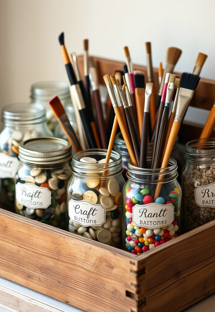21 Craft Organization Ideas That Will Make You Wonder Why You Didn't Do This Sooner! - 2. Mason Jar Storage