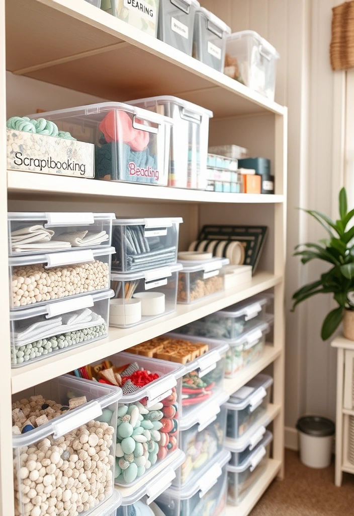 21 Craft Organization Ideas That Will Make You Wonder Why You Didn't Do This Sooner! - 7. Clear Plastic Storage Boxes