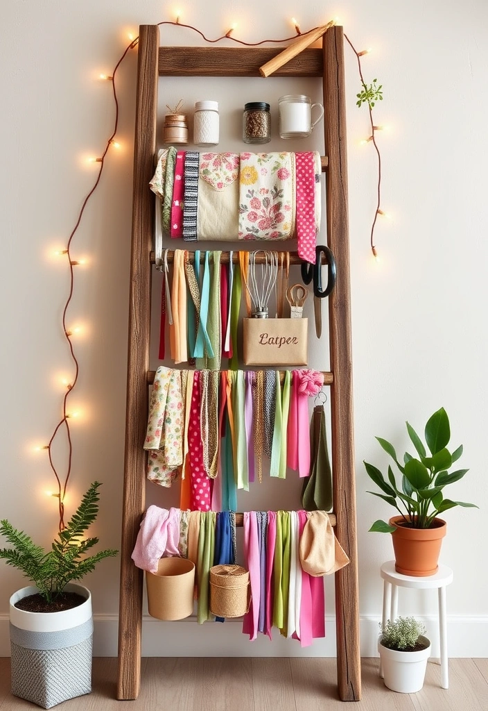 21 Craft Organization Ideas That Will Make You Wonder Why You Didn't Do This Sooner! - 4. DIY Craft Supply Ladder