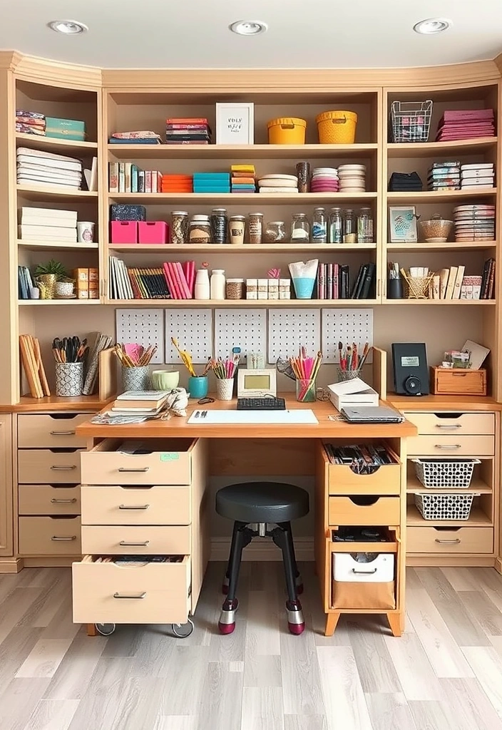 21 Craft Organization Ideas That Will Make You Wonder Why You Didn't Do This Sooner! - 10. Craft Table with Built-in Storage