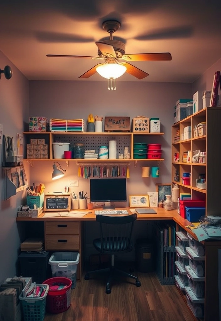 21 Craft Organization Ideas That Will Make You Wonder Why You Didn't Do This Sooner! - 18. Craft Room Lighting