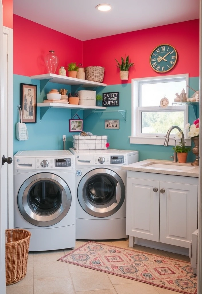 21 Laundry Room Organization Ideas That Will Make You Excited to Do Laundry! - 15. Colorful Wall Paint