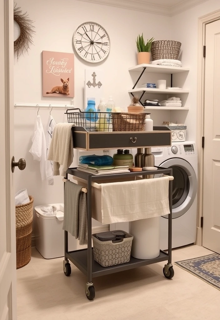 21 Laundry Room Organization Ideas That Will Make You Excited to Do Laundry! - 14. Stylish Laundry Carts