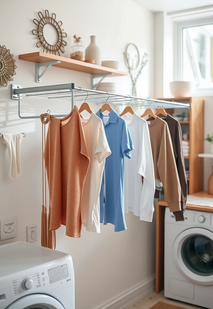 21 Laundry Room Organization Ideas That Will Make You Excited to Do Laundry! - 7. Wall-Mounted Drying Racks