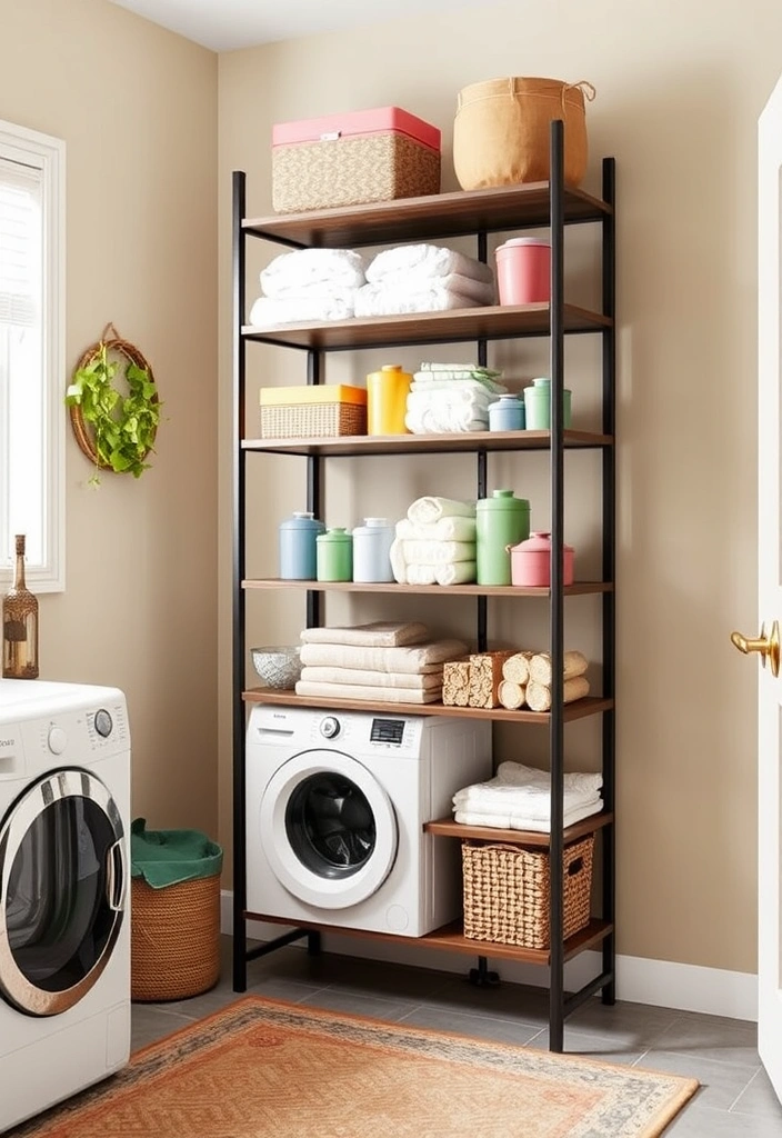 21 Laundry Room Organization Ideas That Will Make You Excited to Do Laundry! - 3. Vertical Shelving Units