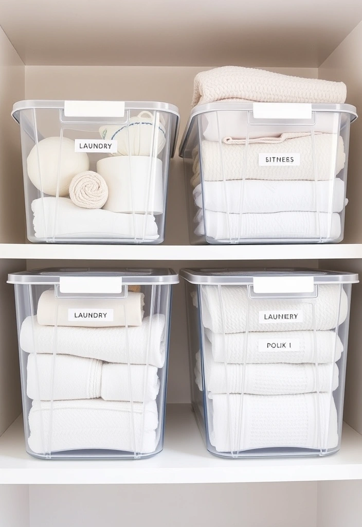 21 Laundry Room Organization Ideas That Will Make You Excited to Do Laundry! - 6. Clear Storage Containers